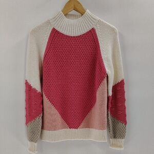 LOFT Sweater Size Small Tan Cream Pink Chunky